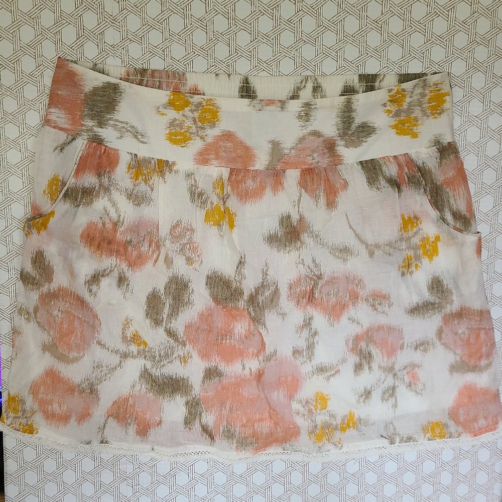 STOOSHY MINI SKIRT PINK ON CREAM SIZE L
